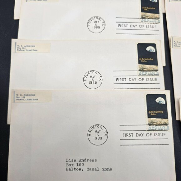 Apollo 8 First Day Of Issue Stamped Envelopes Set Of 10 Vintage 1969 LI3035 - Picture 3 of 9
